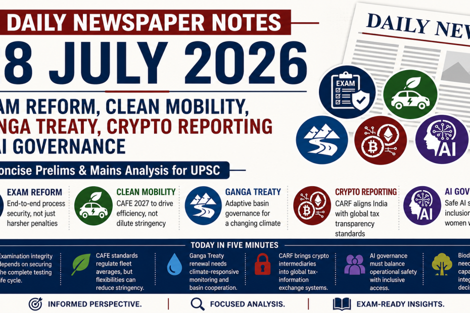 Newspaper Notes for upsc prelims and mains July 28 2026